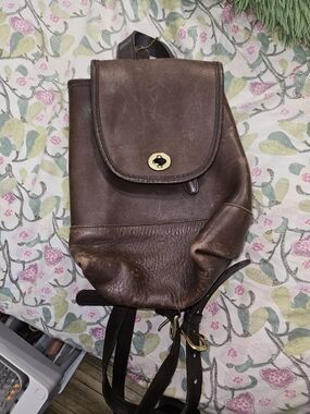 Classic Brown Leather Backpack Handbag